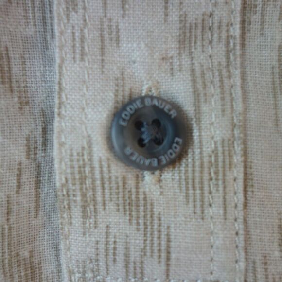 NEW Eddie Bauer Khaki Print Baja Short Sleeve Shirt Relaxed Fit Men's Medium - Picture 3 of 8